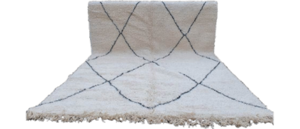 white moroccan rug with black stripe