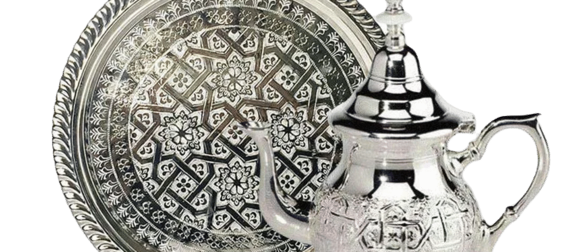 moroccan hand crafter tray + teapot