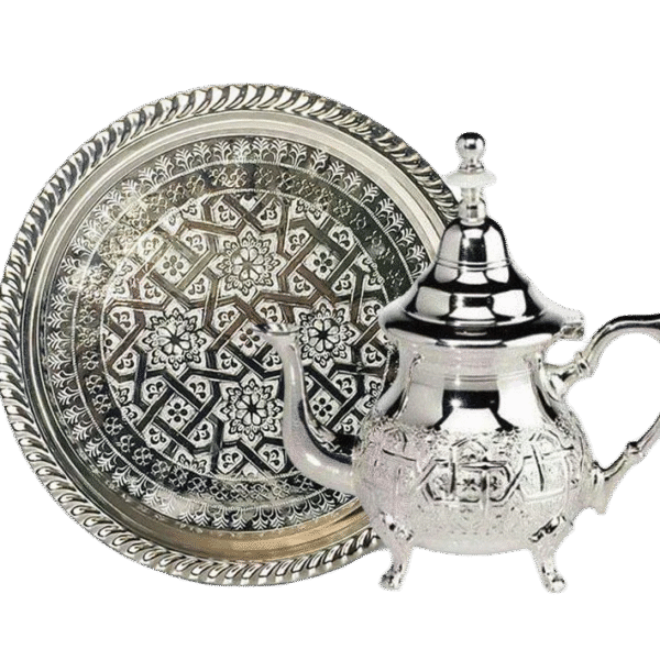 moroccan hand crafter tray + teapot