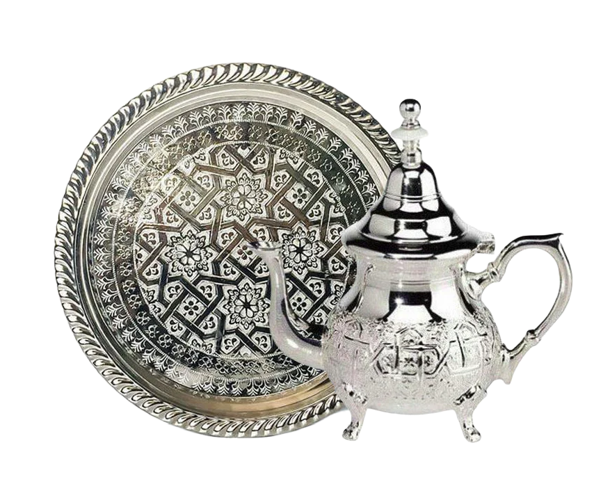 moroccan hand crafter tray + teapot