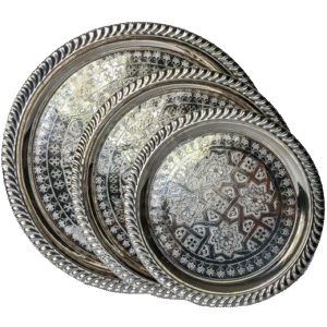 moroccan hand crafted silver tray