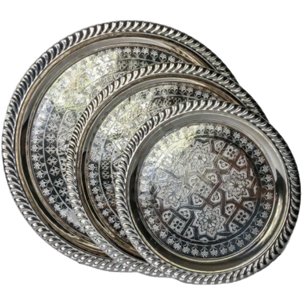 moroccan hand crafted silver tray