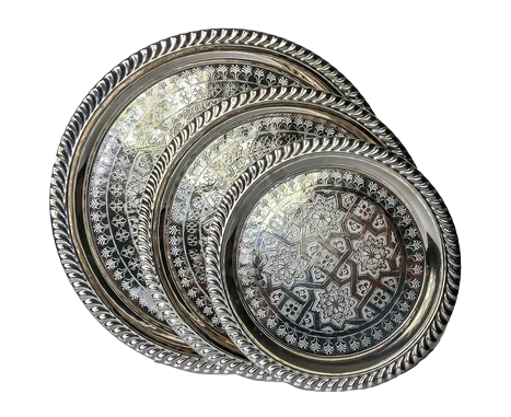 moroccan hand crafted silver tray